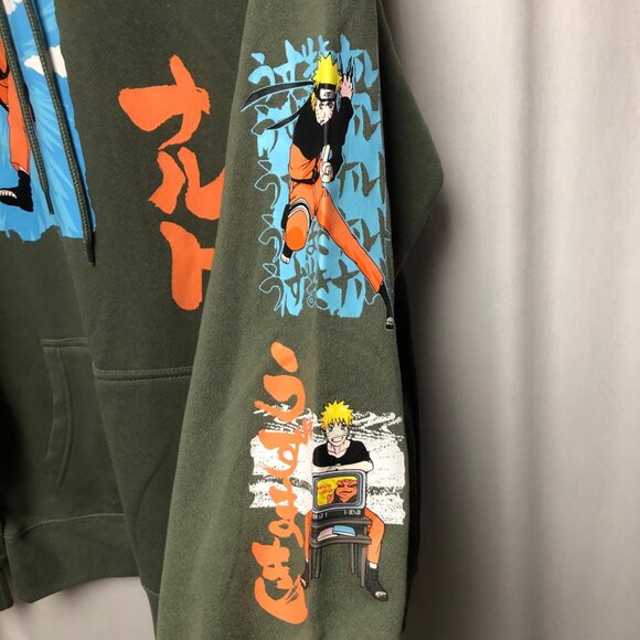 Naruto Shippuden Collection Green Hoodie Mens Size Medium 38-40 Anime Graphic - Picture 4 of 7